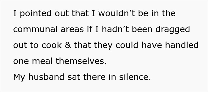 Screenshot of text describing a wife feeling treated like a maid and her husband refusing to stand up to his parents.