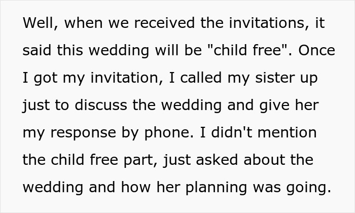 Woman Announces She Won't Attend Sister's Childfree Wedding, Fails To See Her Entitlement Woman Announces She Won't Attend Sister's Childfree Wedding, Fails To See Her Entitlement