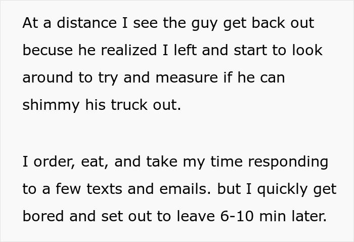 Guy Blocks A Truck That Parked In 4 Spots, Sees Owner Raging And Goes For A Pretzel To Waste Time Guy Blocks A Truck That Parked In 4 Spots, Sees Owner Raging And Goes For A Pretzel To Waste Time