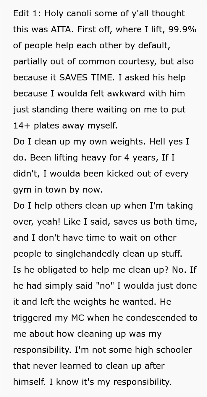 Guy Refuses To Help A Fellow Gym Member, Gets Malicious Compliance In Return