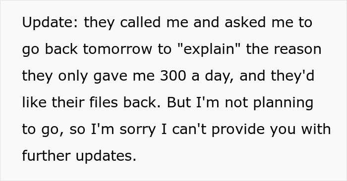 New Employee Gets Paid A Laughable Part Of What’s Agreed, Deletes Their Work And Quits Immediately New Employee Gets Paid A Laughable Part Of What’s Agreed, Deletes Their Work And Quits Immediately