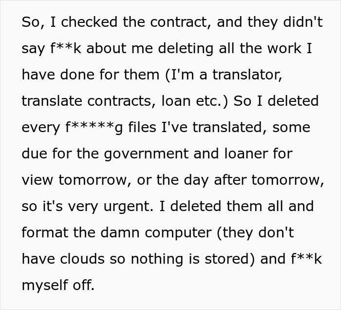 New Employee Gets Paid A Laughable Part Of What’s Agreed, Deletes Their Work And Quits Immediately New Employee Gets Paid A Laughable Part Of What’s Agreed, Deletes Their Work And Quits Immediately