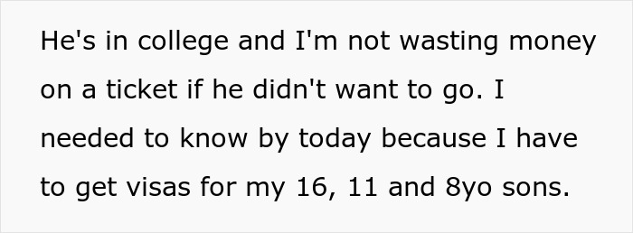 “AITA For Telling My Son That He's Not Coming On Vacation Because He Didn't Check His Emails?” “AITA For Telling My Son That He's Not Coming On Vacation Because He Didn't Check His Emails?”