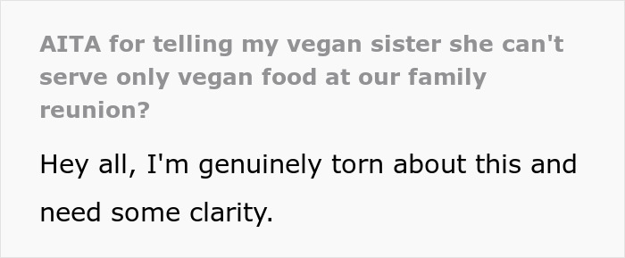 Guy Calls Out Vegan Sister For “Forcing An Entire Family To Adopt Her Choices”, Internet Is Split Guy Calls Out Vegan Sister For “Forcing An Entire Family To Adopt Her Choices”, Internet Is Split