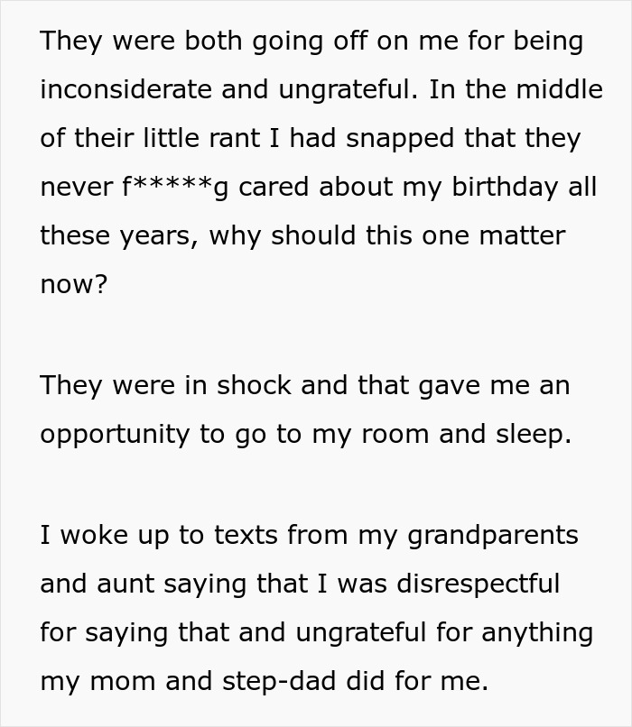 Mom And Stepdad Berate 18 Y.O. For Not Spending Her B-Day With Them, She Sets The Story Straight Mom And Stepdad Berate 18 Y.O. For Not Spending Her B-Day With Them, She Sets The Story Straight