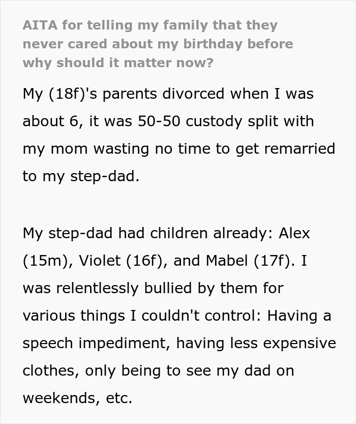 Mom And Stepdad Berate 18 Y.O. For Not Spending Her B-Day With Them, She Sets The Story Straight Mom And Stepdad Berate 18 Y.O. For Not Spending Her B-Day With Them, She Sets The Story Straight