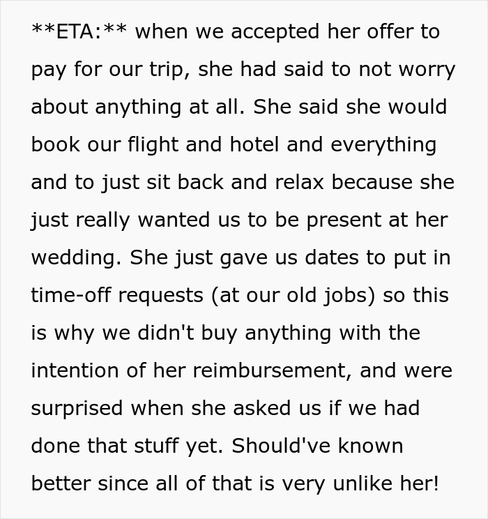 Couple Refuse To Pay $3-4K To Attend Destination Wedding, Bride Goes No-Contact Couple Refuse To Pay $3-4K To Attend Destination Wedding, Bride Goes No-Contact