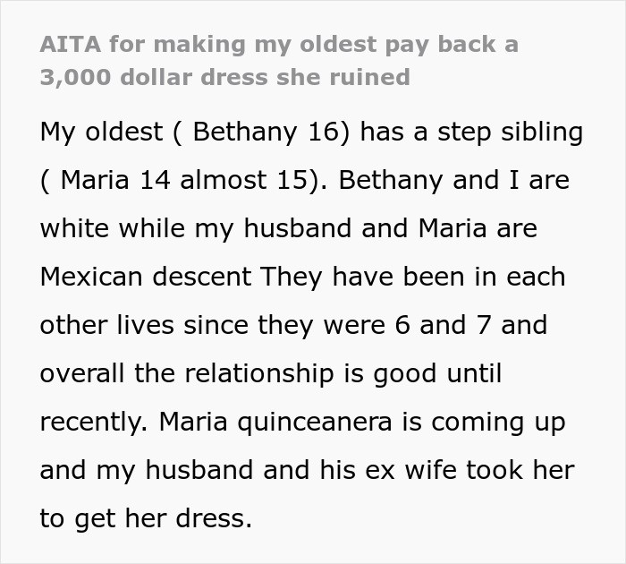 Teen Destroys Stepsister's Expensive Dress Out Of Petty Jealousy, Mom Makes It A Teaching Moment