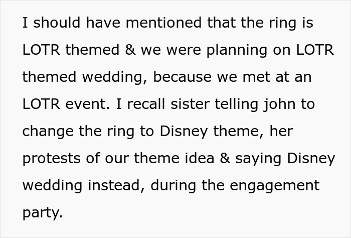 Text excerpt from a family dispute over a themed wedding ring, tied to a court case about a family heirloom.