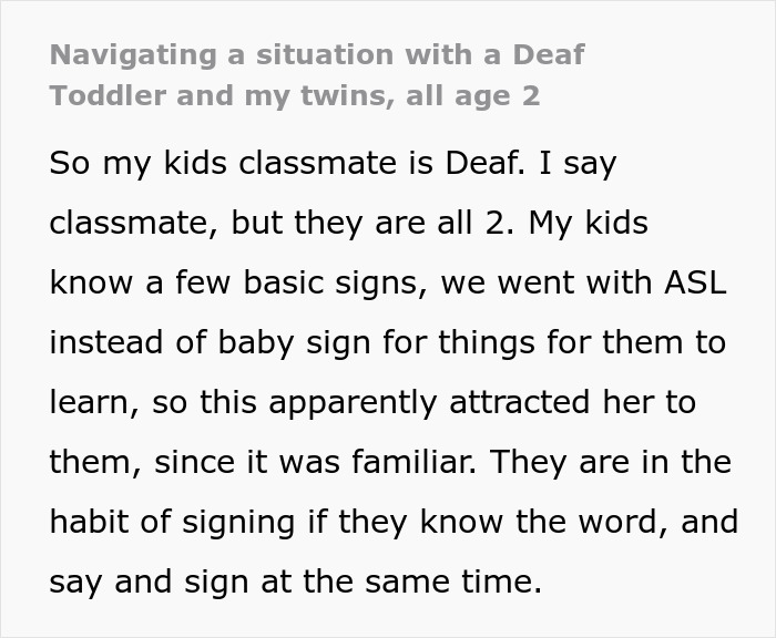 Mom Wonders About Sign Language After Her Twins Make Friends With A Deaf Toddler