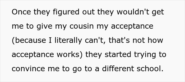 "They Jumped On Me Immediately”: Family Demand Teen Give Up College Spot For Entitled Cousin "They Jumped On Me Immediately”: Family Demand Teen Give Up College Spot For Entitled Cousin