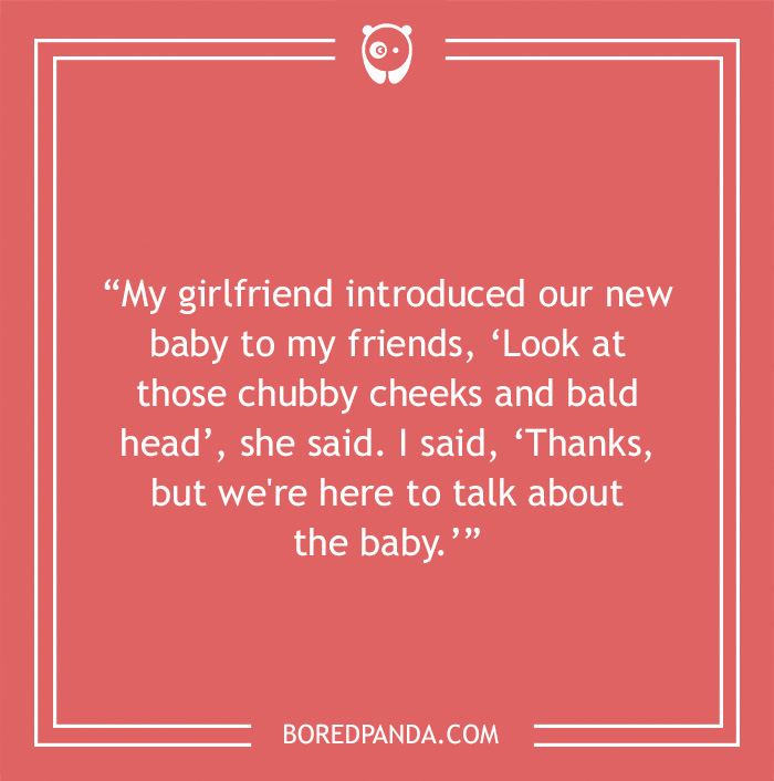 Bald joke about bald person and a baby