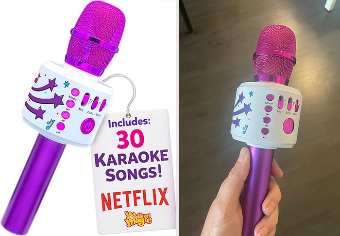 Get Ready To Rock Out With This Bluetooth Karaoke Microphone , A Magical Mic That'll Turn Their Favorite Tunes Into A Fun-Filled Sing-Along Extravaganza, Complete With Sparkling Lights And Special Effects!
