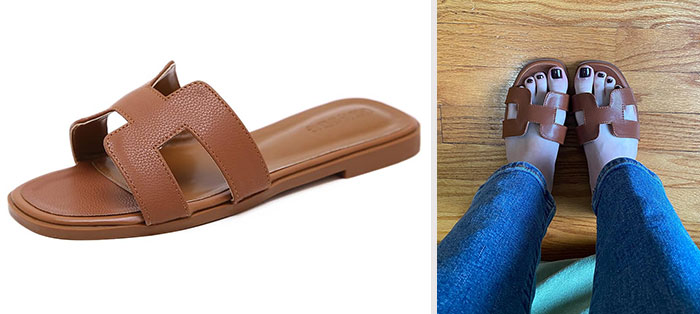 Womens Flat Sandals: A budget-friendly option that bears a striking resemblance to Hermès sandals.
