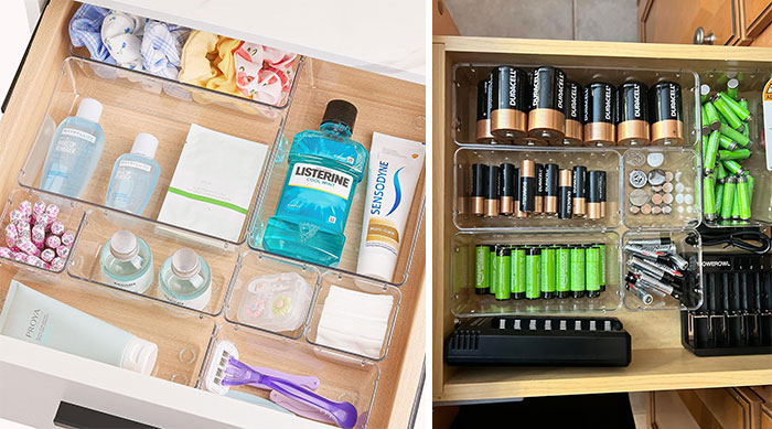 Vtopmart 25 Pcs Clear Plastic Drawer Organizers Set: Offering versatile and stackable storage solutions for your home, office, or craft room to effortlessly declutter your life.