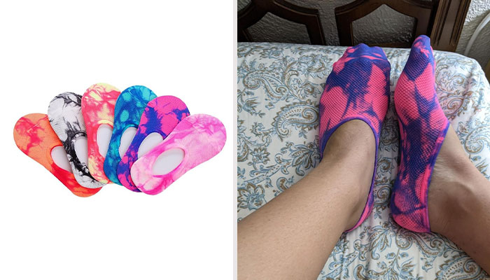 Step Into The Colorful World Of Comfort With Our Set Of Six No-Show Tie-Dye Socks - The Perfect Blend Of Style And Practicality!