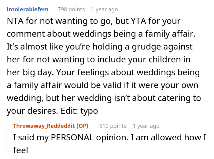 Woman Announces She Won't Attend Sister's Childfree Wedding, Fails To See Her Entitlement Woman Announces She Won't Attend Sister's Childfree Wedding, Fails To See Her Entitlement