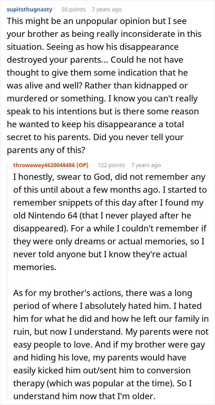 Man Finds Out His Parents Have Been Lying About His 'Missing' Brother For Years Man Finds Out His Parents Have Been Lying About His 'Missing' Brother For Years