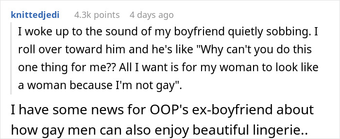 Man &ldquo;Sick To His Stomach&rdquo; After GF Changes Out Of Lingerie To Sleep In Comfy PJ&rsquo;s