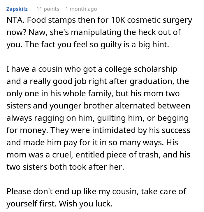 Mom Expects Daughter To Pay For Her Plastic Surgery, Tries Gaslighting Her After Being Told 'No'