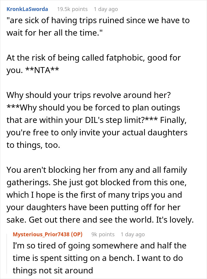 “Am I The Jerk For Telling My Daughter-In-Law She Wasn’t Invited Due To Her Weight?” “Am I The Jerk For Telling My Daughter-In-Law She Wasn’t Invited Due To Her Weight?”