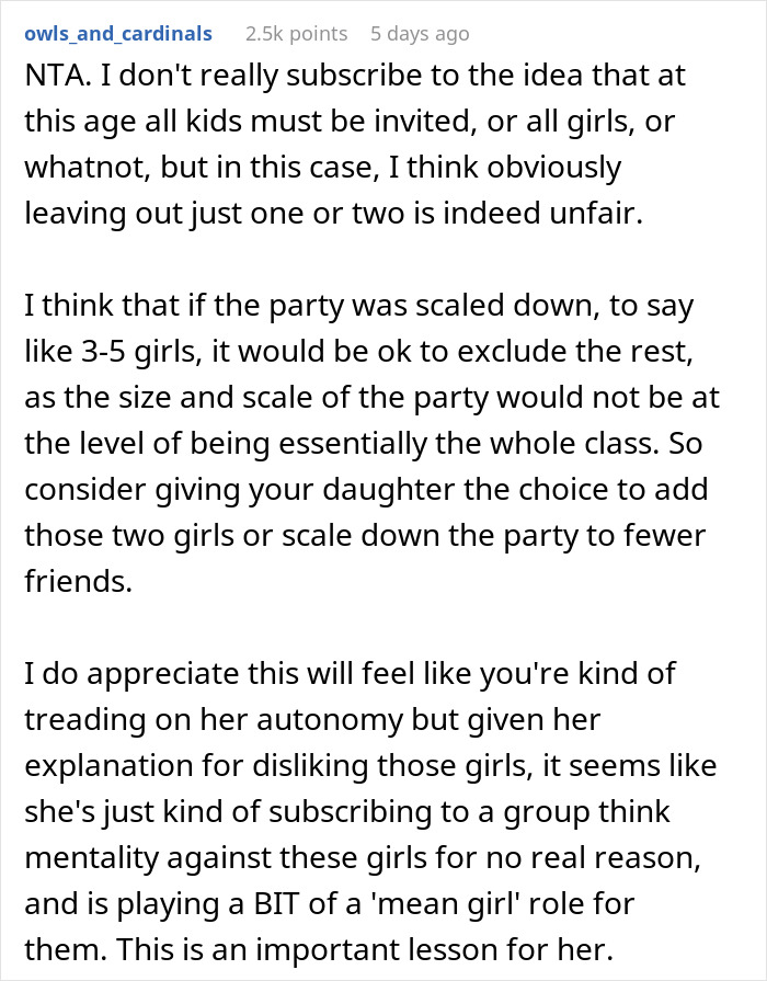 Daughter Excludes 2 ‘Boring’ Girls From Her Birthday Party, Mom Instructs Her To Invite Everybody Daughter Excludes 2 ‘Boring’ Girls From Her Birthday Party, Mom Instructs Her To Invite Everybody