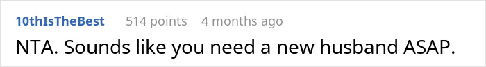 Comment discussing a husband refusing to stand up to parents who mistreat his wife, leading to her leaving him.
