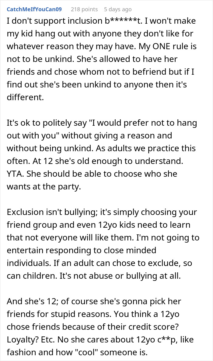 Daughter Excludes 2 ‘Boring’ Girls From Her Birthday Party, Mom Instructs Her To Invite Everybody Daughter Excludes 2 ‘Boring’ Girls From Her Birthday Party, Mom Instructs Her To Invite Everybody