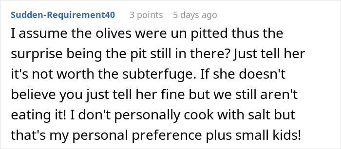 Couple Decides To No Longer Eat MIL's Food Because She's A Terrible Cook, She Gets Offended
