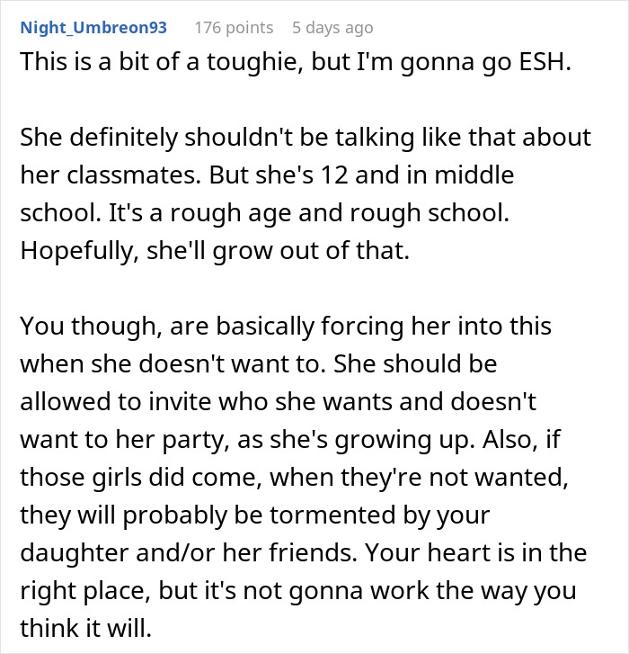 Daughter Excludes 2 ‘Boring’ Girls From Her Birthday Party, Mom Instructs Her To Invite Everybody Daughter Excludes 2 ‘Boring’ Girls From Her Birthday Party, Mom Instructs Her To Invite Everybody