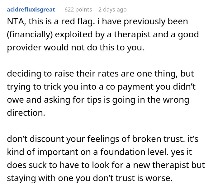 Family Therapist Starts Asking For $20 Tips, Leaves A Bad Taste In Her Client's Mouth