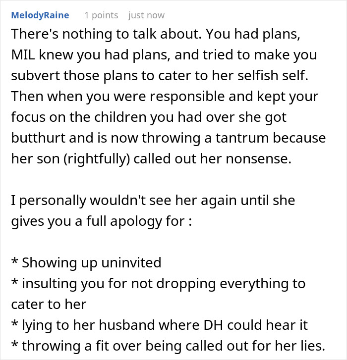 MIL Refuses To Apologize For Barging In Unannounced And Demanding Attention From Busy DIL MIL Refuses To Apologize For Barging In Unannounced And Demanding Attention From Busy DIL