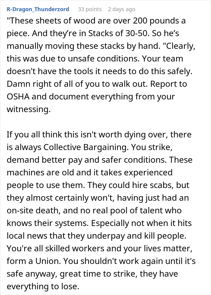 Boss Tries To Brush Off Death On The Job, Workers Retaliate