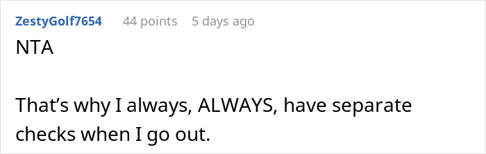 Friend Drama Ensues After Woman Refuses To Split The Bill And Pay $45 For Soda And Appetizer