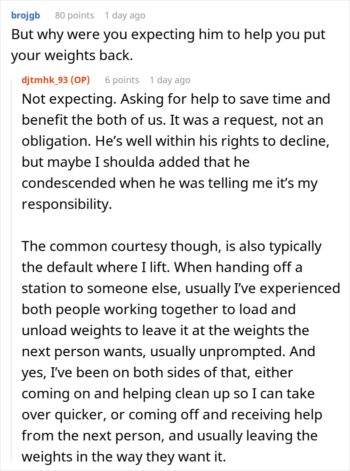 Guy Refuses To Help A Fellow Gym Member, Gets Malicious Compliance In Return