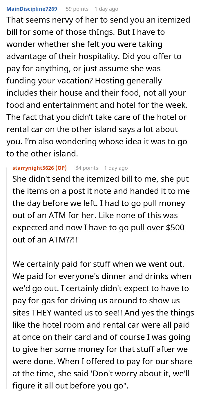 Woman Shocked To Get A List Of Everything She Owes Her Friend After Visiting