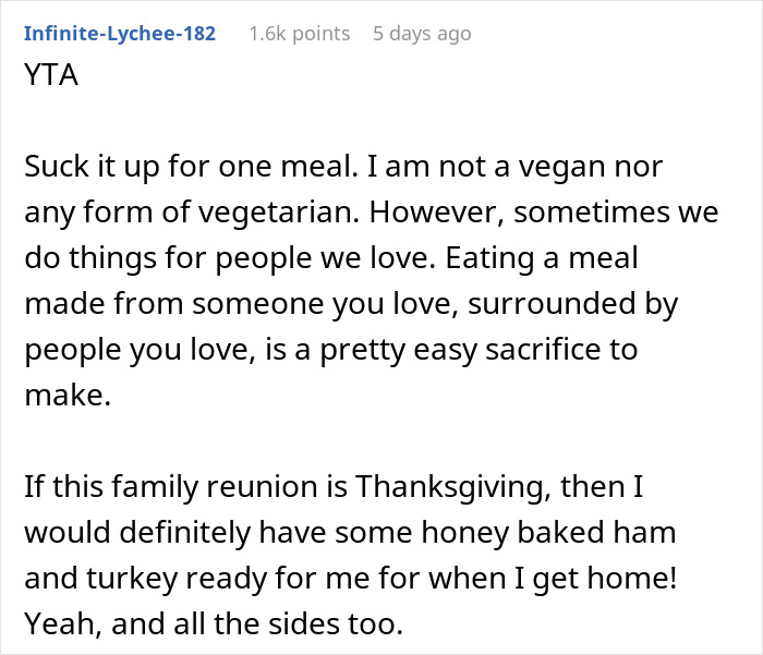 Guy Calls Out Vegan Sister For “Forcing An Entire Family To Adopt Her Choices”, Internet Is Split Guy Calls Out Vegan Sister For “Forcing An Entire Family To Adopt Her Choices”, Internet Is Split