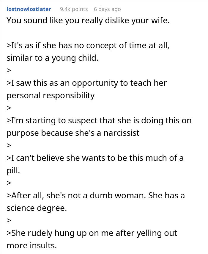 Man Can’t Grasp How His “Not Dumb” Wife Can Be So Bad At Time Management, Teaches Her A Lesson Man Can’t Grasp How His “Not Dumb” Wife Can Be So Bad At Time Management, Teaches Her A Lesson
