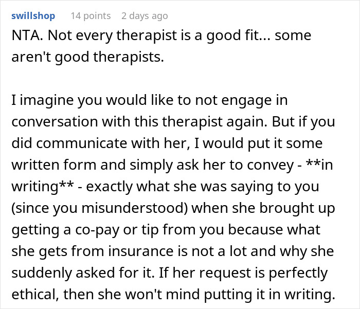 Family Therapist Starts Asking For $20 Tips, Leaves A Bad Taste In Her Client's Mouth