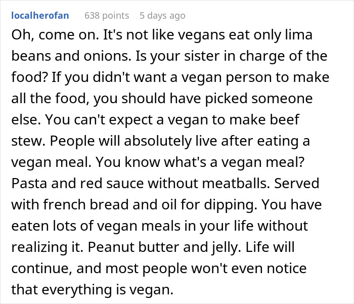 Guy Calls Out Vegan Sister For “Forcing An Entire Family To Adopt Her Choices”, Internet Is Split Guy Calls Out Vegan Sister For “Forcing An Entire Family To Adopt Her Choices”, Internet Is Split
