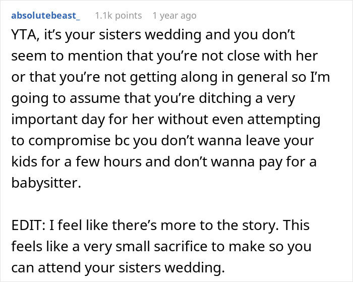 Woman Announces She Won't Attend Sister's Childfree Wedding, Fails To See Her Entitlement Woman Announces She Won't Attend Sister's Childfree Wedding, Fails To See Her Entitlement