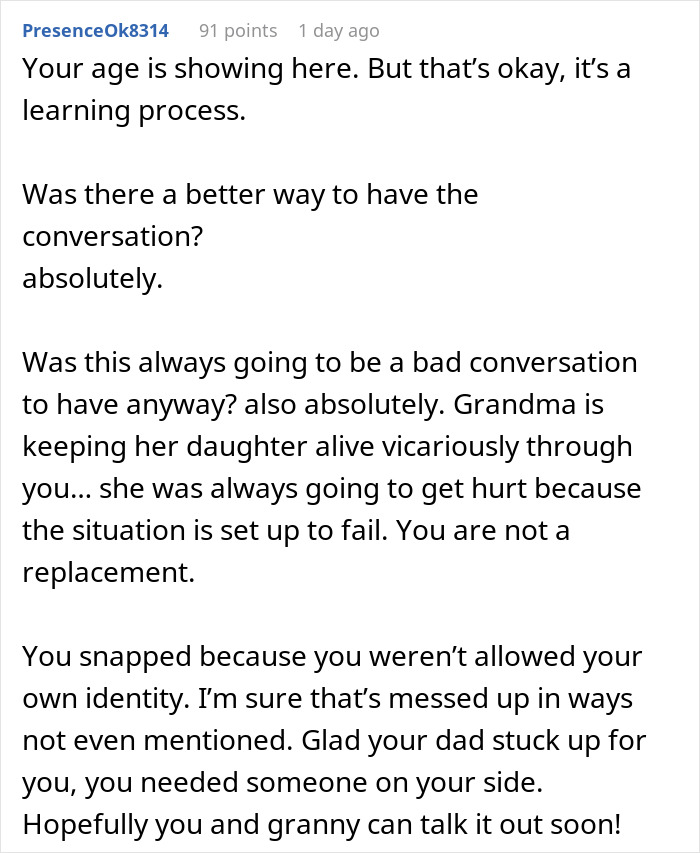 18 Y.O. Loses Temper After Once Again Her Grandma Tried To Turn Her Into Her Dead Daughter 18 Y.O. Loses Temper After Once Again Her Grandma Tried To Turn Her Into Her Dead Daughter
