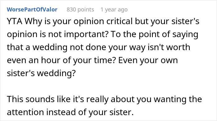 Woman Announces She Won't Attend Sister's Childfree Wedding, Fails To See Her Entitlement Woman Announces She Won't Attend Sister's Childfree Wedding, Fails To See Her Entitlement