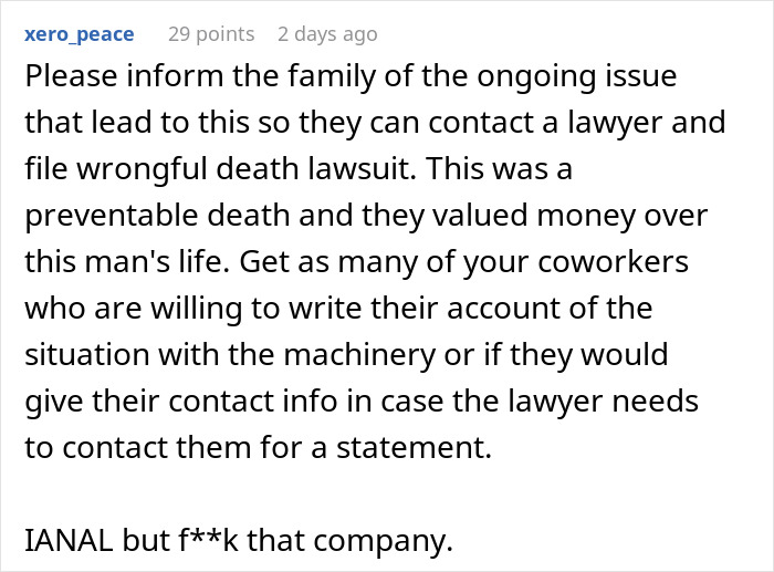 Boss Tries To Brush Off Death On The Job, Workers Retaliate