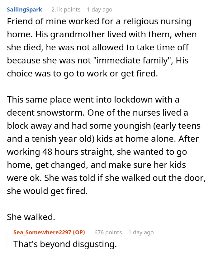 ‘Religious’ Workplace Reveals Its True Nature When Boss Won’t Grant A Grieving Woman More Time Off ‘Religious’ Workplace Reveals Its True Nature When Boss Won’t Grant A Grieving Woman More Time Off