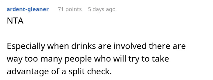 Friend Drama Ensues After Woman Refuses To Split The Bill And Pay $45 For Soda And Appetizer