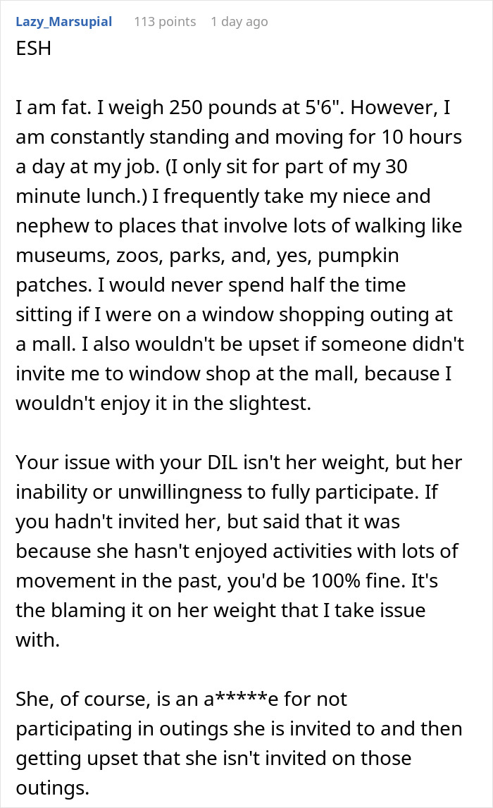 “Am I The Jerk For Telling My Daughter-In-Law She Wasn’t Invited Due To Her Weight?” “Am I The Jerk For Telling My Daughter-In-Law She Wasn’t Invited Due To Her Weight?”