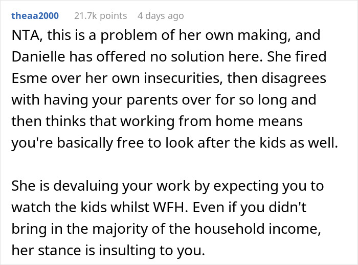 Man Demands Wife Look After The Kids After She Fires Perfectly Good Nanny Over Infidelity Threat