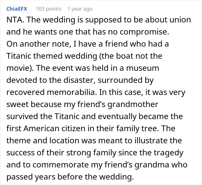 Man Sinks Fiancé’s Dreams Of Having A Titanic-Themed Wedding, He Storms Out Man Sinks Fiancé’s Dreams Of Having A Titanic-Themed Wedding, He Storms Out