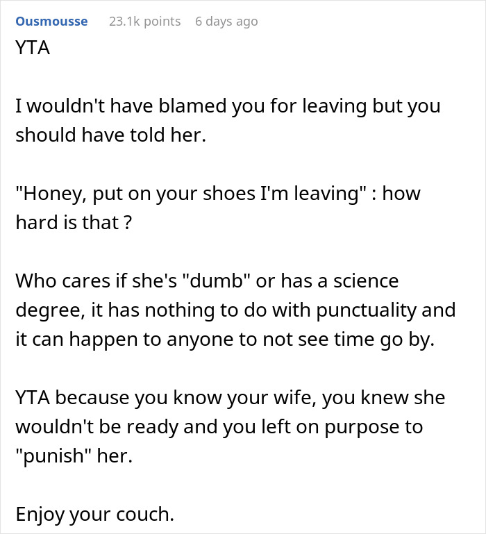 Man Can’t Grasp How His “Not Dumb” Wife Can Be So Bad At Time Management, Teaches Her A Lesson Man Can’t Grasp How His “Not Dumb” Wife Can Be So Bad At Time Management, Teaches Her A Lesson